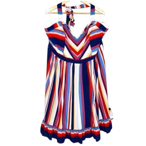 MODCLOTH Frequently Piquant Colorful Striped Halter Dress - Picture 2 of 10